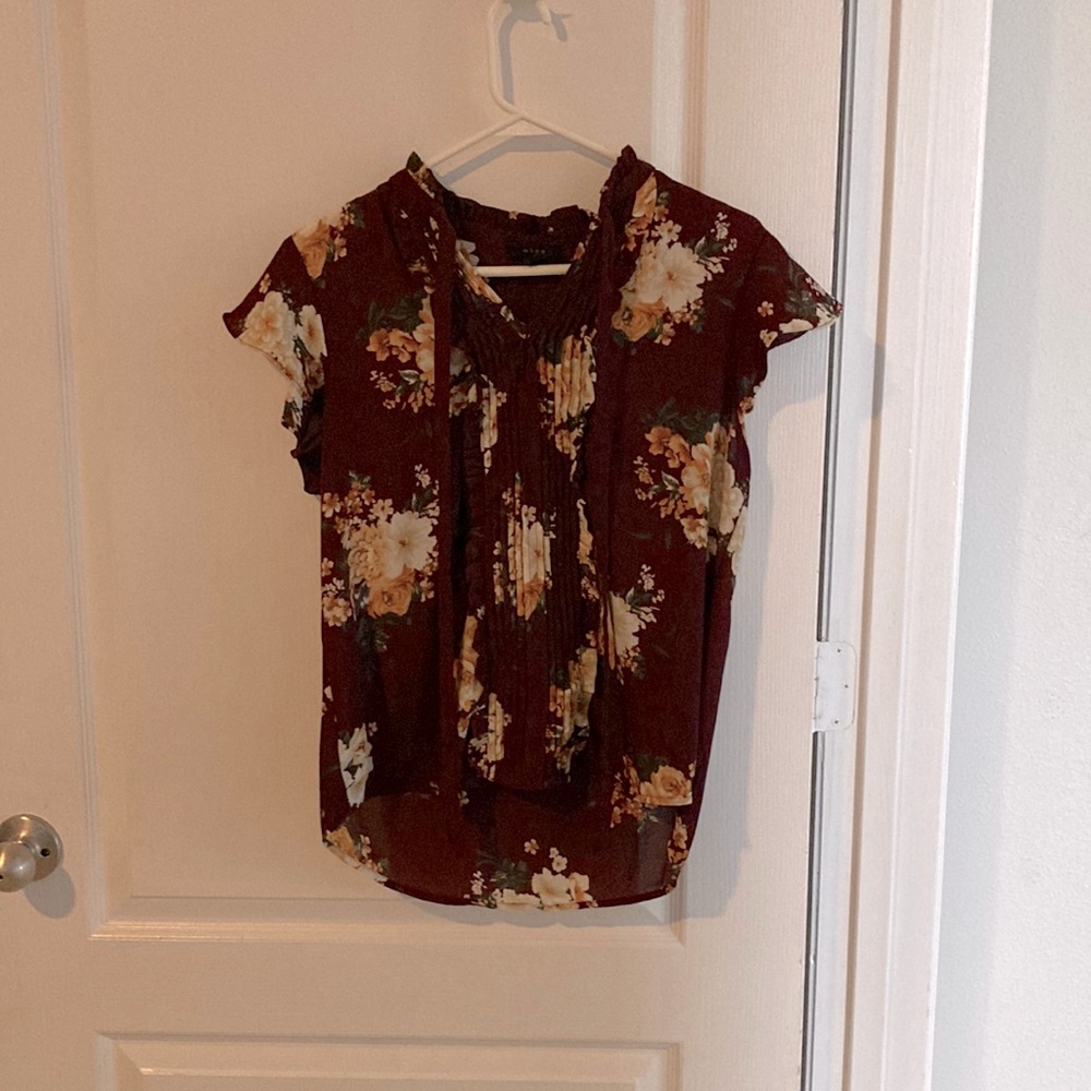 Floral burgundy blouse